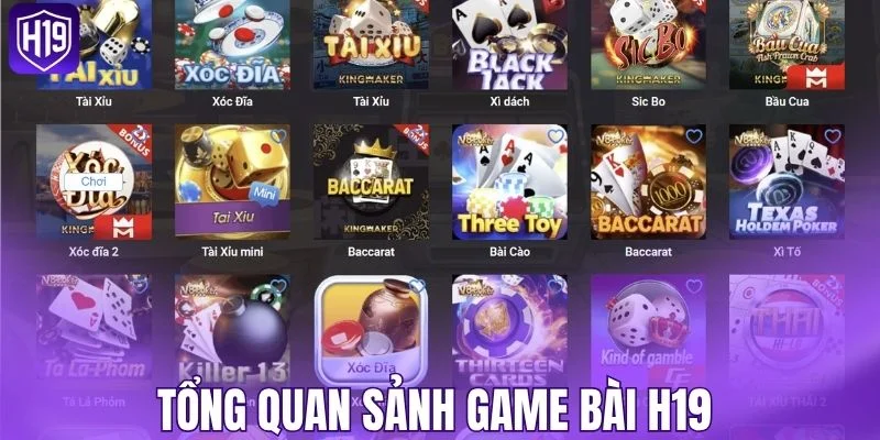 Tổng quan sảnh game bài H19 